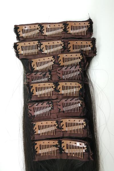 HalitCan HairKing مشابك طبيعية بطول 70 سم 8 قطع (150 جرام) شعر بشري حقيقي 100%