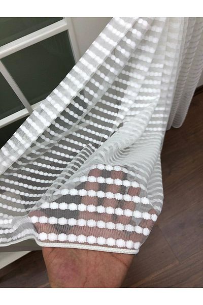 Esse Home Sports Patterned Tulle Background Curtain 70x260 1/3 Tight Pleated Pleated Single Wing