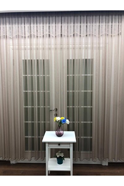 Esse Home Mink Color Grek Tulle Curtain - Honeycomb Floor, 250x260, Sparse Pleat, 1/2