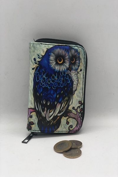 MENİSE Women's Blue Owl Wallet