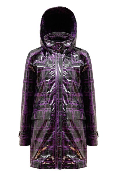 ShotOf Kadın Mor Kapüşonlu Palto