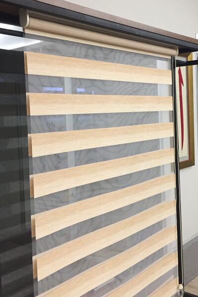 CLARISS HOME Stor Zebra Perde Altın Krem Ağaç Kabuğu Bambu