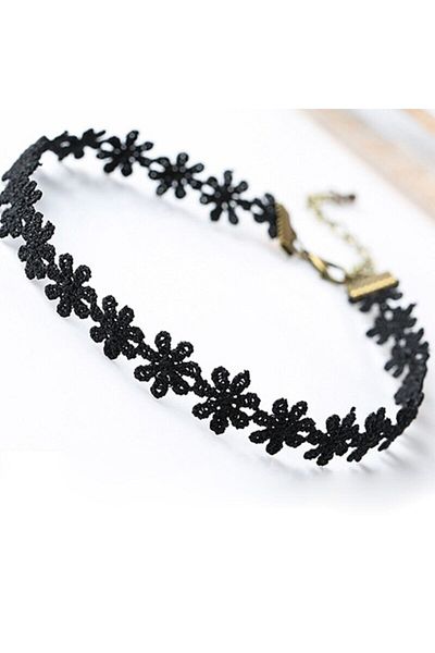 Vaveile Black Lace Floral Chokers Collar Necklace