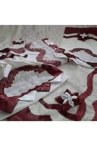 Neva Handcrafted Lace Pique Set - Claret Red