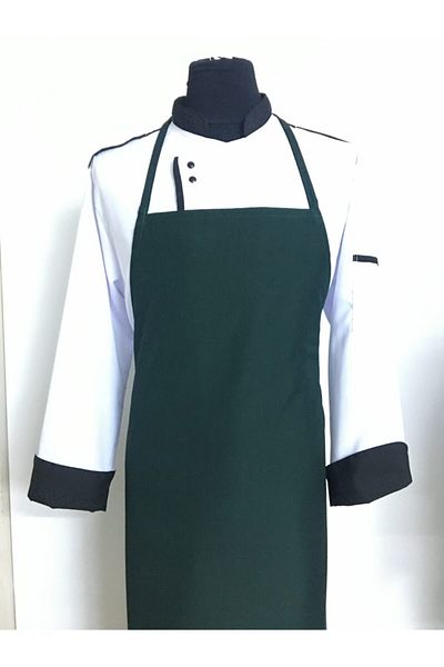 ADALILAR İŞ ELBİSELERİ Halter-Length Cook Kitchen Restaurant Waiter Cafeteria Apron (Dark Green)