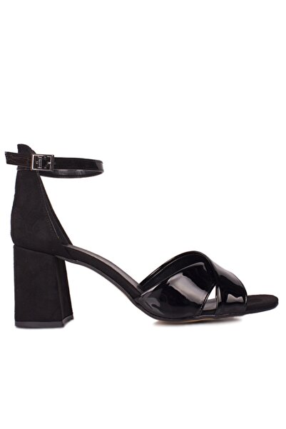 Fitbas 111171 024 Γυναικεία πέδιλα με μαύρο τακούνι μεγάλου και μικρού μεγέθους