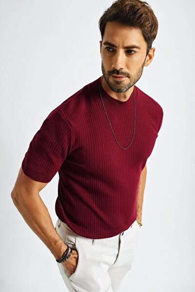 CHUBA Ανδρικό πλεκτό πουλόβερ με κοντό μανίκι με λαιμόκοψη 21w301