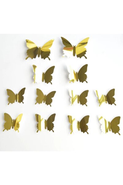 Abaküs Pleksi 22 Adet Kelebek Altın Desenli Duvar Antre Tavan Süsü