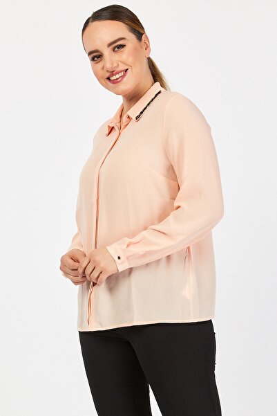 PERA CLUB Πουκάμισο σε σκόνη με χάντρες με πέτο