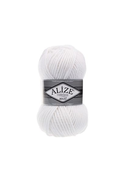 Alize Superlana Maxi 5 Pieces White Color Knitting Rope Color Code: 55
