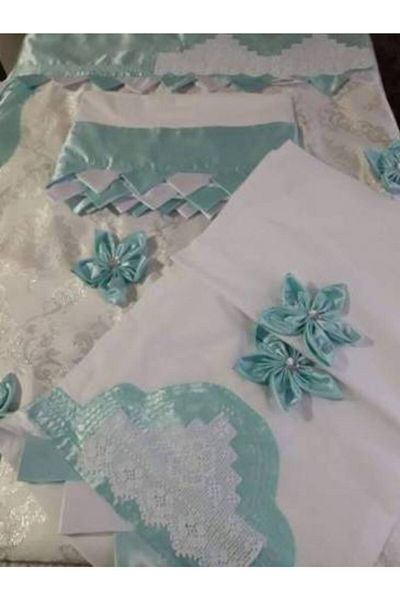 Mira Handcrafted Lace Pique Set - Water Green