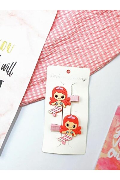 Luckylovelykids Kız Bebek Çocuk Pembe Deniz Kızı Silikon 2'li Klips Toka