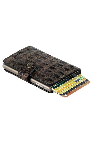 WalSmart Mini Croco Smart Mechanism Leather Wallet-brown