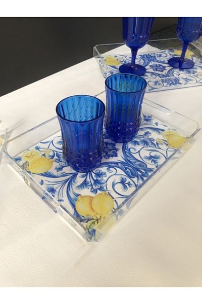 Queen Bee İstanbul Milano Transparent Plexiglass Serving and Presentation Tray -36cm X 26cm-