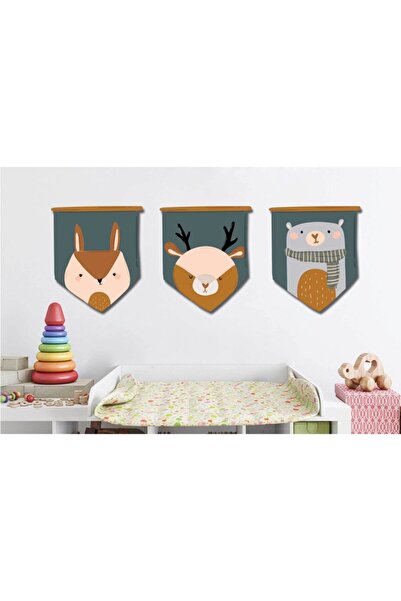 Babyroom 3lü Iskandinav Ahşap Duvar Seti