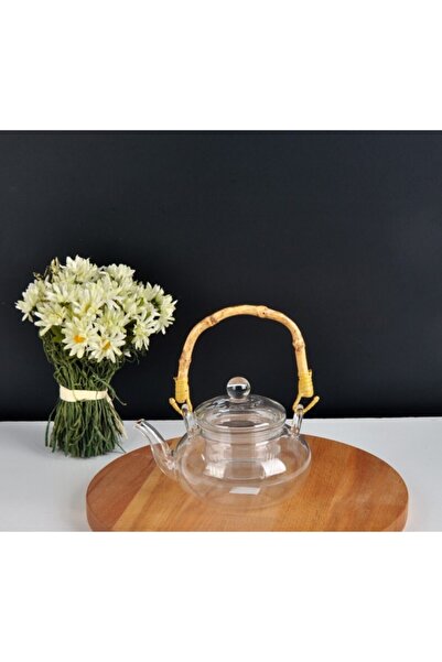 Bayev إبريق شاي زجاجي سعة 400 مل بمقبض من الخيزران -400803