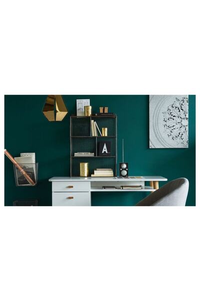 GO DEKOR Kafes (Grid) 5 Gözlü Duvar Rafı & Duvar Kitaplığı - Siyah