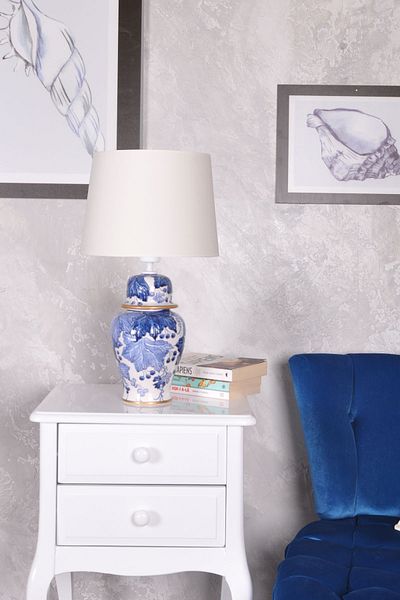 Qdec Bleu Blanc Shah Vase Lampshade Leaf Fluffy White