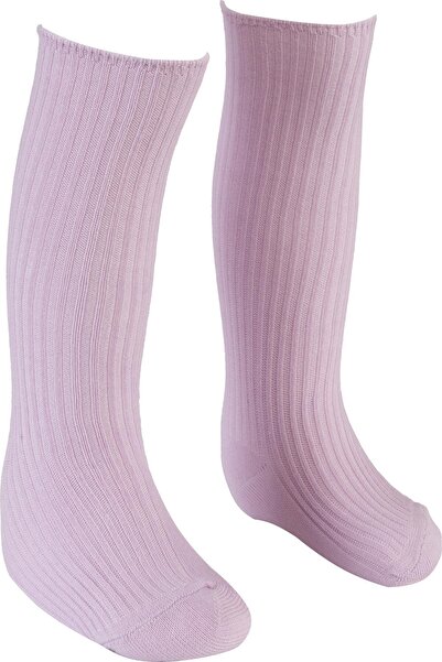 BEBEĞİME ÇORAP Розови чорапи до коляното за момиче в Дерби стил