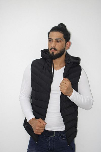 KMKkombin Ανδρικό φανελάκι με μαύρη κουκούλα