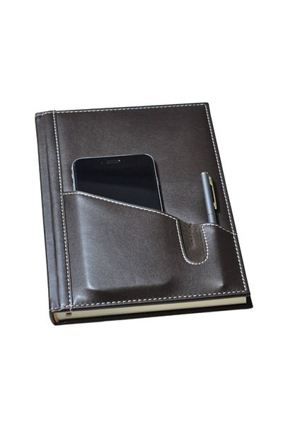 2K Leather Cover Notebook Agenda Undated Striped 17x24 Cm