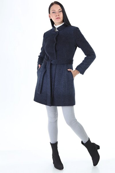 Cristina Lacivert Kürksüz Kaban