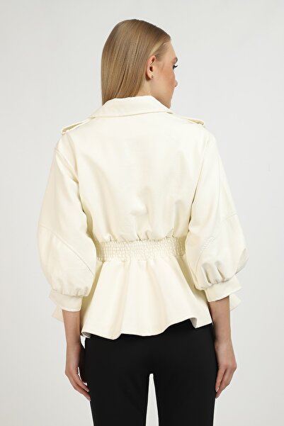 MOGS 24811 Μπουφάν διπλό στήθος με μπαλόνι μανίκι ελαστική μέση