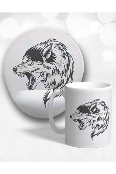 Onartem Wolf Mouse Pad and Mug Set - With Wrist Support