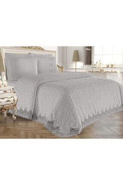 Anna Karina Homechic French Laced Blanket Set Double Lacy Gray