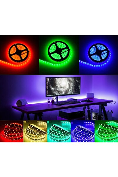 ACIKO 3 Çipli Rgb Şerit Led Iç Mekan Led 15 Metre Kuruluma Hazır Set