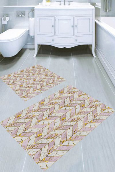 MODANOİVA أرضية رخامية منقوشة باللون الذهبي مكونة من قطعتين (50x60 - 60x100)