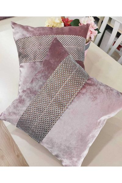 Finezza Hale Striped Stone Velvet Fabric Powder Cushion Pillow 45*45 cm Double - 21
