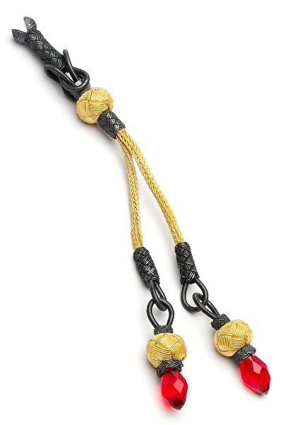 OTTOTESBİH Επιχρυσωμένο ασήμι 925 με οξείδιο, 2 πέτρες ζιργκόν, 7,9 γραμμάρια, φούντα Kazaz