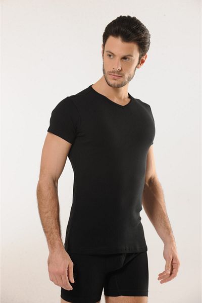 Hmd 3 Men's Rib V-Neck Undershirt Comfortable Fit 100% Cotton