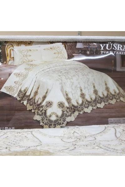 bursa çeyiz Yusra Heavy French Lace Pique Set Special Production 6 Pieces