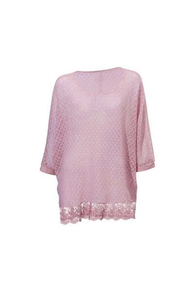 Bulalgiy Kadın Gül Kurusu Dantelli Bluz - Bga064575