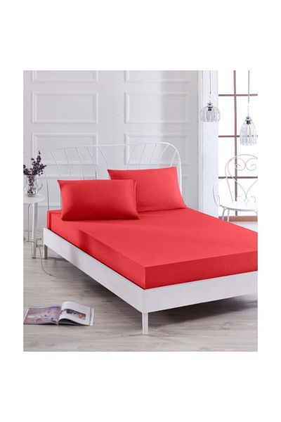 CARWEN TEKSTİL Set cearșaf dublu Ranforce Roșu