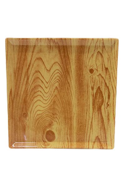 Evren Wooden Patterned Presentation Plate Thermo Melamine