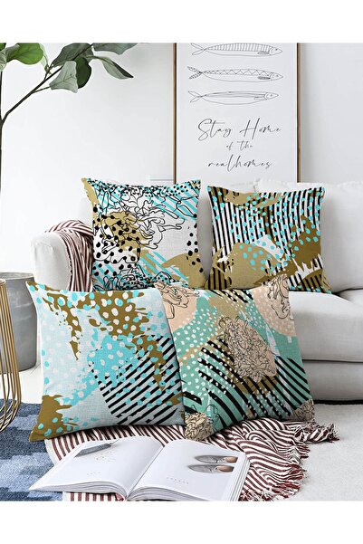 Realhomes 4'lü Çift Taraflı Beyaz Zeminli Renkli Puantiye Desenli Modern Raşe...