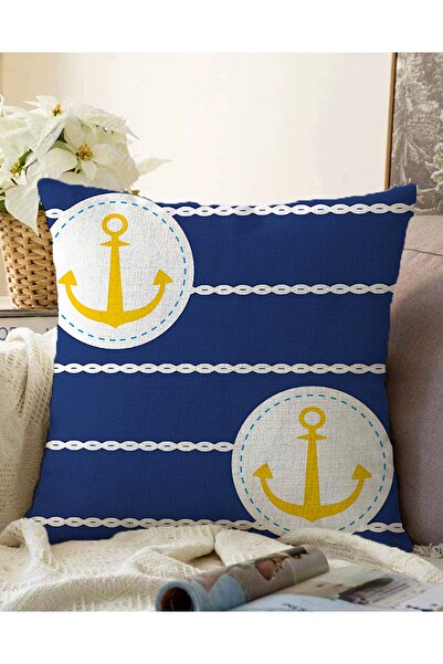 Realhomes Husă de pernă cu două fețe albastru închis, imprimată digitală, mod...