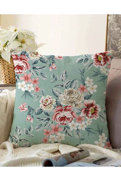 Realhomes Çift Taraflı Renkli Zeminde Çiçek Desenli Dijital Baskılı Modern Ra...