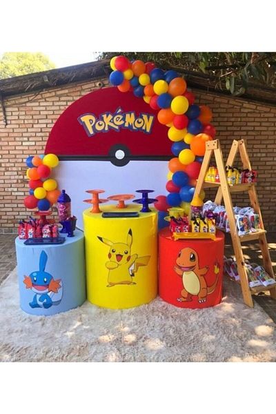 MERİ PARTİ 100 Metallic Balloons and Balloon Chain Pokemon Concept