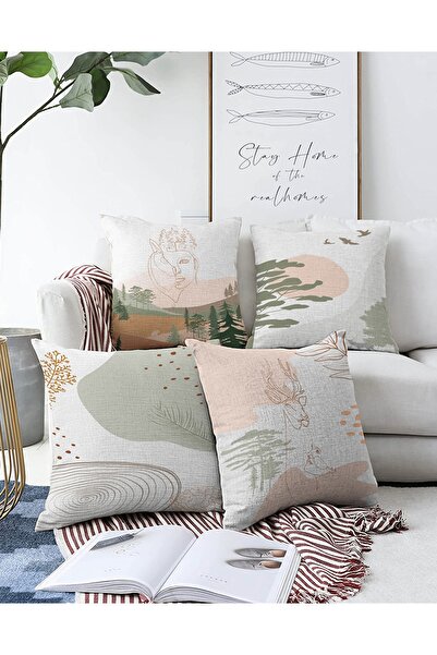 Realhomes Set de huse de pernă tricotate Raschel, cu siluetă de femei, 4 pies...