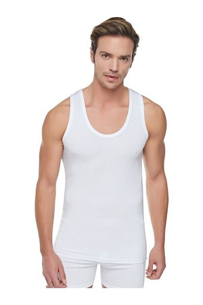Tutku Men's White 6-Pack Cotton Ribbed Athlete Undershirt New Season