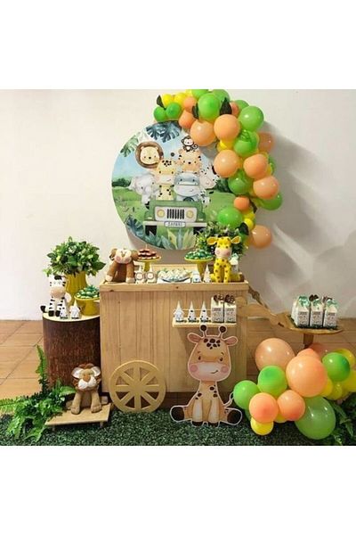 MERİ PARTİ 100 Metallic Balloons and Balloon Chain Safari Concept Safari Balloon