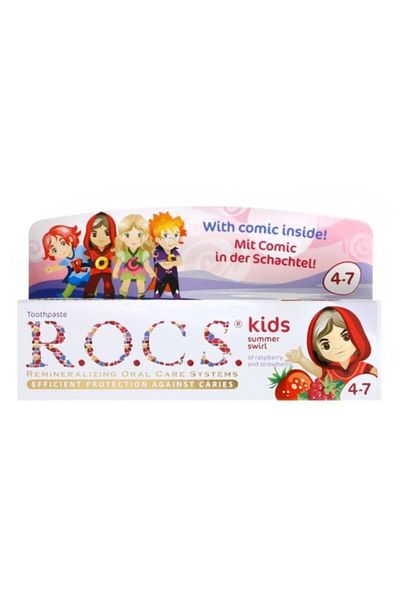 R.O.C.S. Kids 4-7 Years Old Raspberry Strawberry Flavored Toothpaste 35ml
