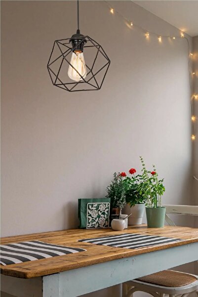 Trend Kitchen Italyan Model Az Kare Tekli Modern Avize Siyah