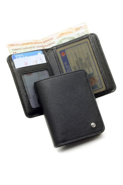 CENGİZ PAKEL Real Leather Minimalist Black Wallet