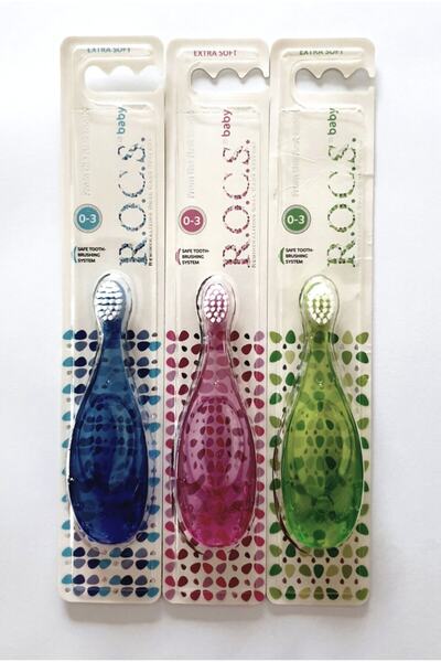 R.O.C.S. Rocs Baby 0-3 Yaş Diş Fırçası - Mavi-pembe-yeşil