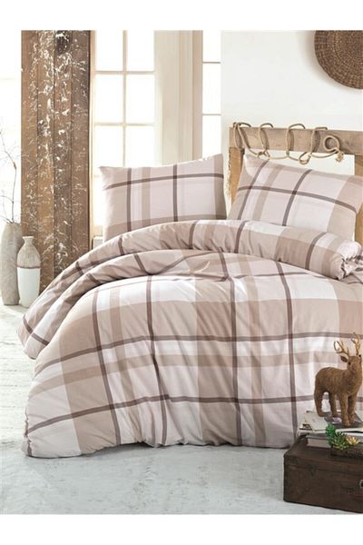 Kristal By Taç 100% Cotton Ranforce Duvet Cover Set Double Sava (Brown)